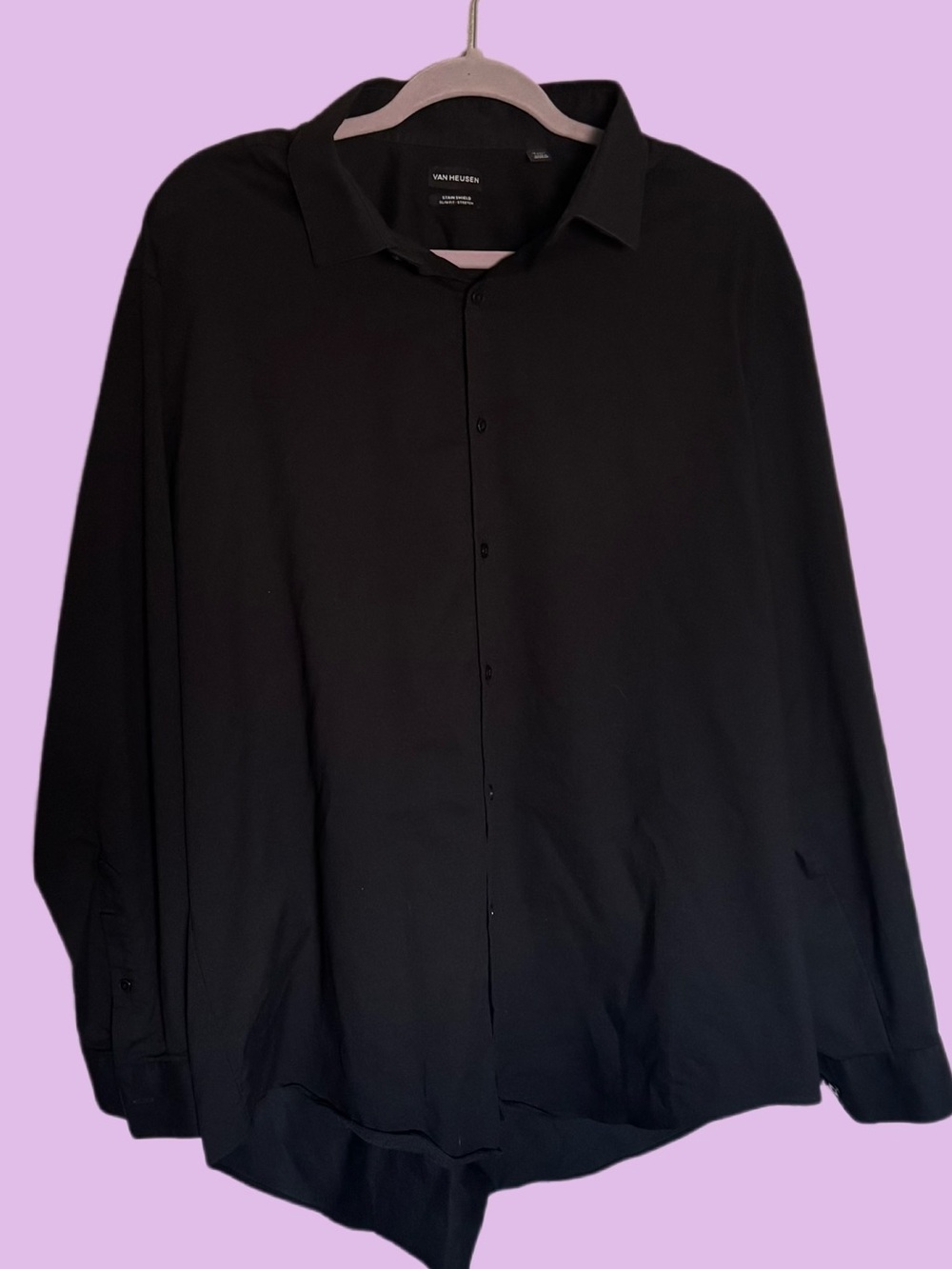 Van Heusen Black Long-Sleeve Button Dress Shirt